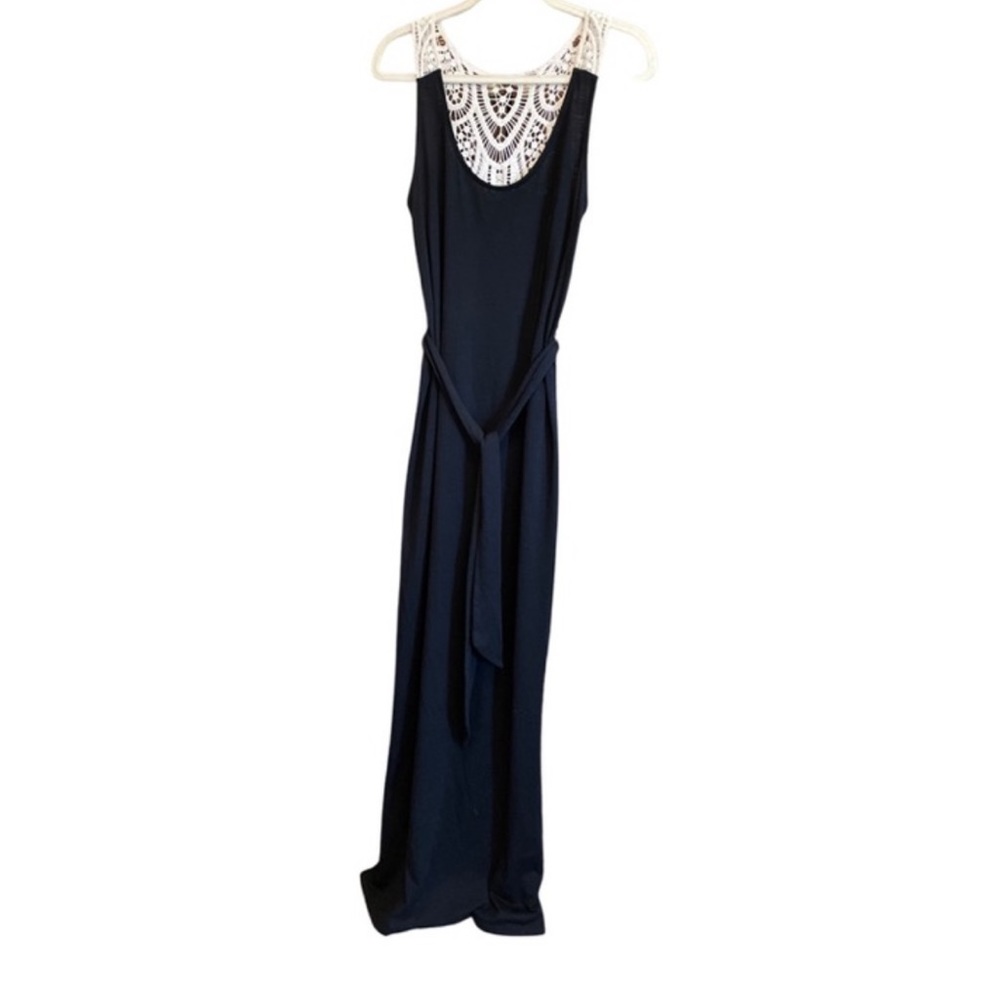 Black Medium Maxi Dress with White Knit Detail